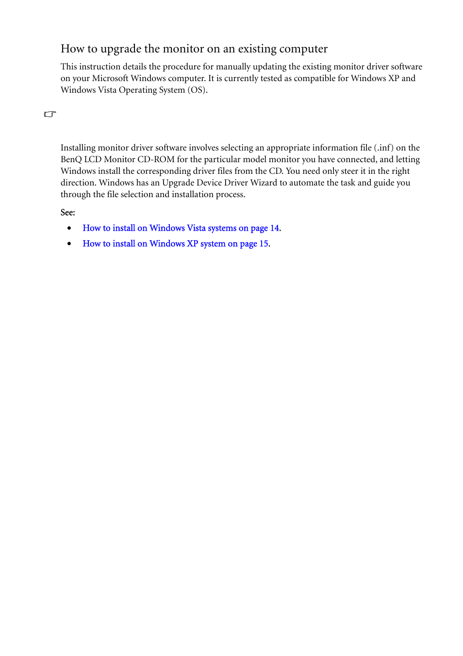 How to upgrade the monitor on an existing computer | BenQ G2000WA User Manual | Page 13 / 31