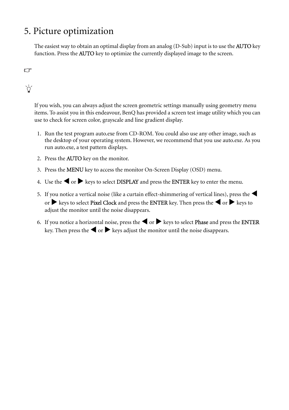 Picture optimization | BenQ G2000WA User Manual | Page 16 / 31