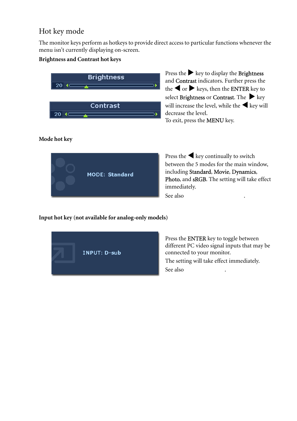 Hot key mode | BenQ G2000WA User Manual | Page 19 / 31