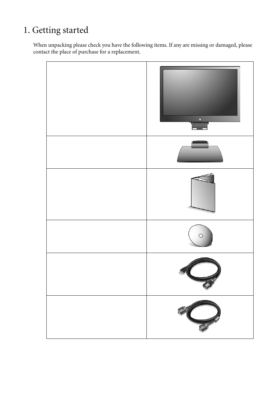 Getting started | BenQ G2000WA User Manual | Page 4 / 31