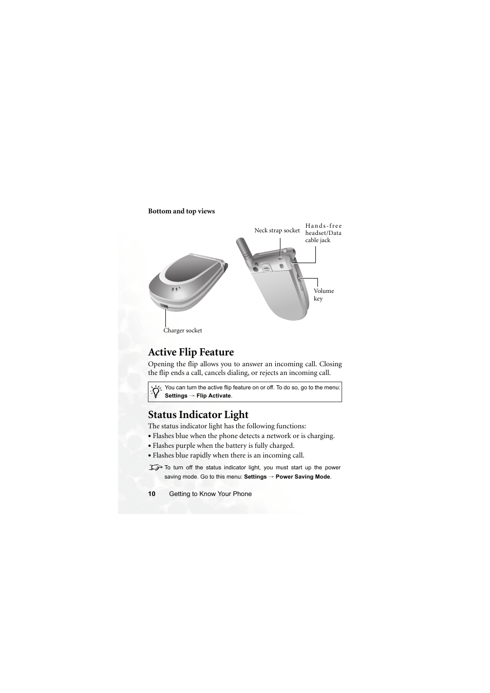 Active flip feature, Status indicator light, Active flip feature status indicator light | BenQ S660C User Manual | Page 24 / 174