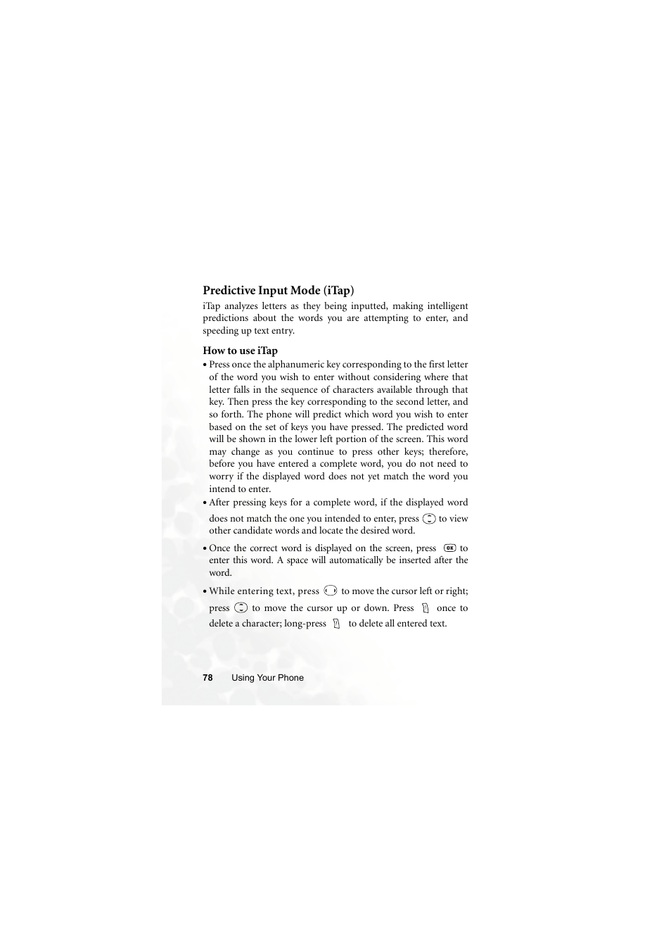 Predictive input mode (itap) | BenQ S660C User Manual | Page 92 / 174