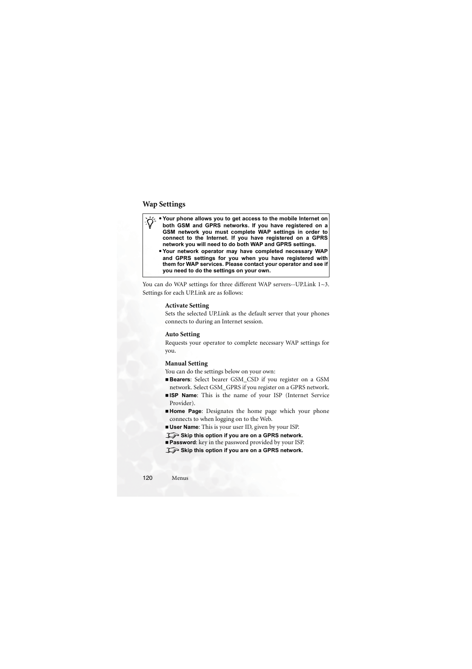 Wap settings | BenQ M555C User Manual | Page 136 / 158