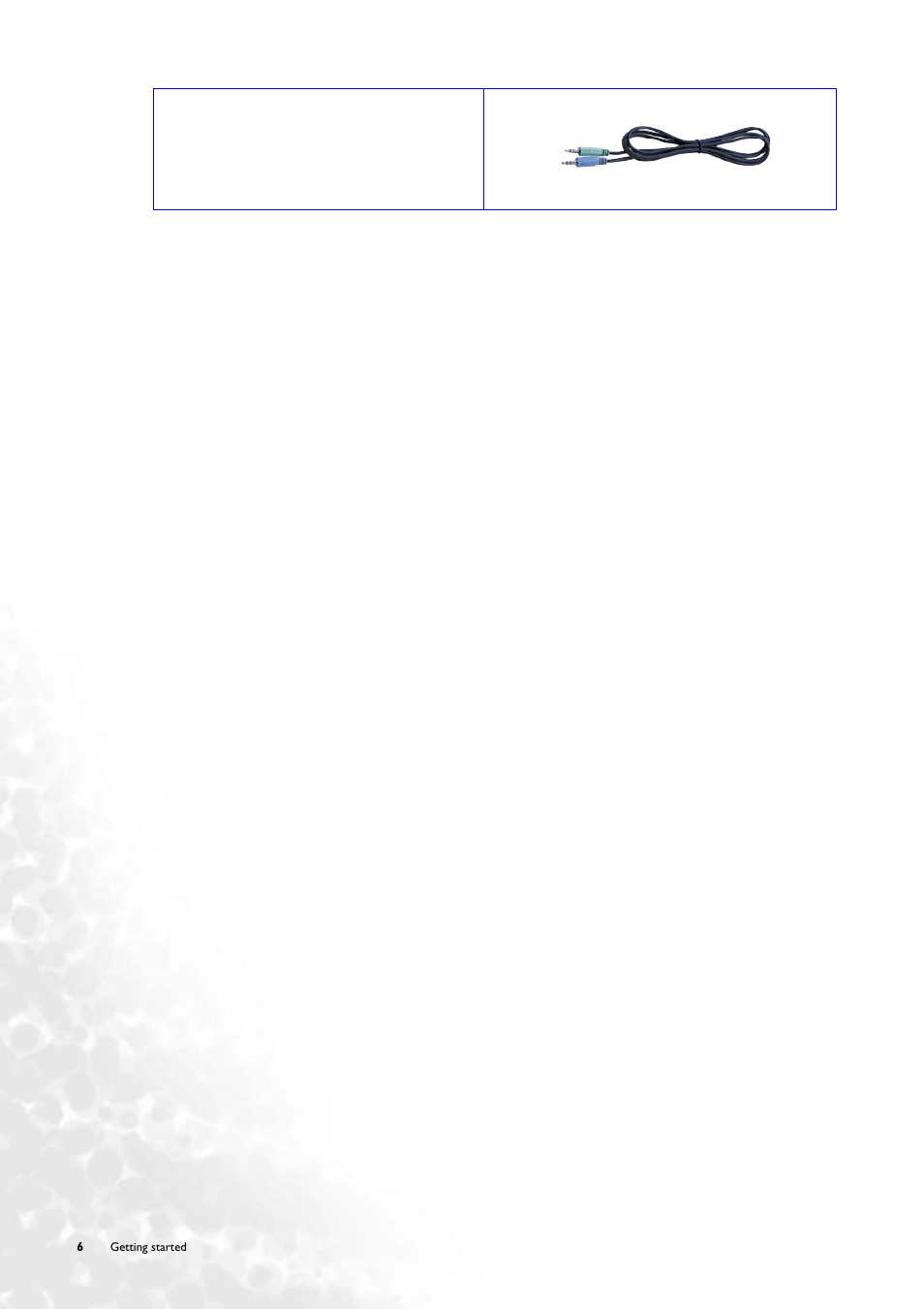 Audio cable | BenQ FP71V+ User Manual | Page 6 / 38