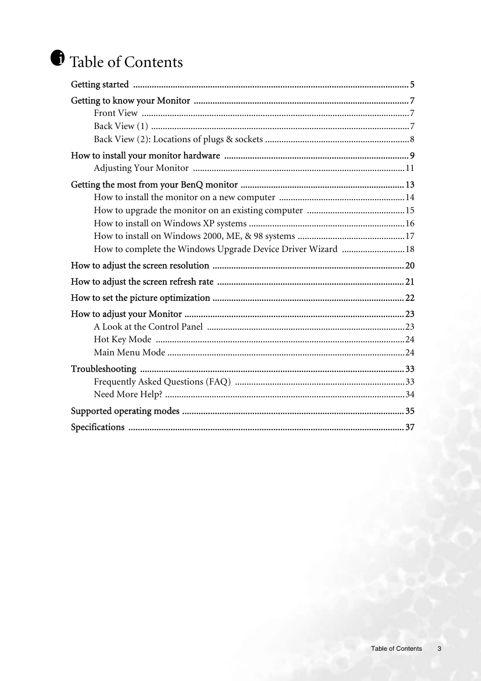 BenQ FP231W User Manual | Page 3 / 37