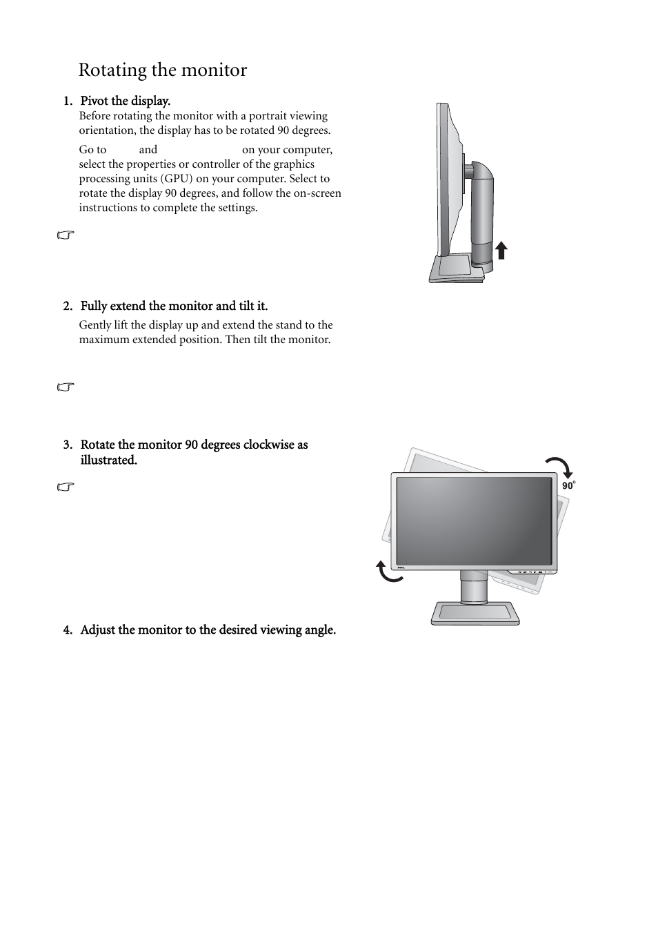 Rotating the monitor | BenQ LCD Monitor XL2410T User Manual | Page 12 / 40