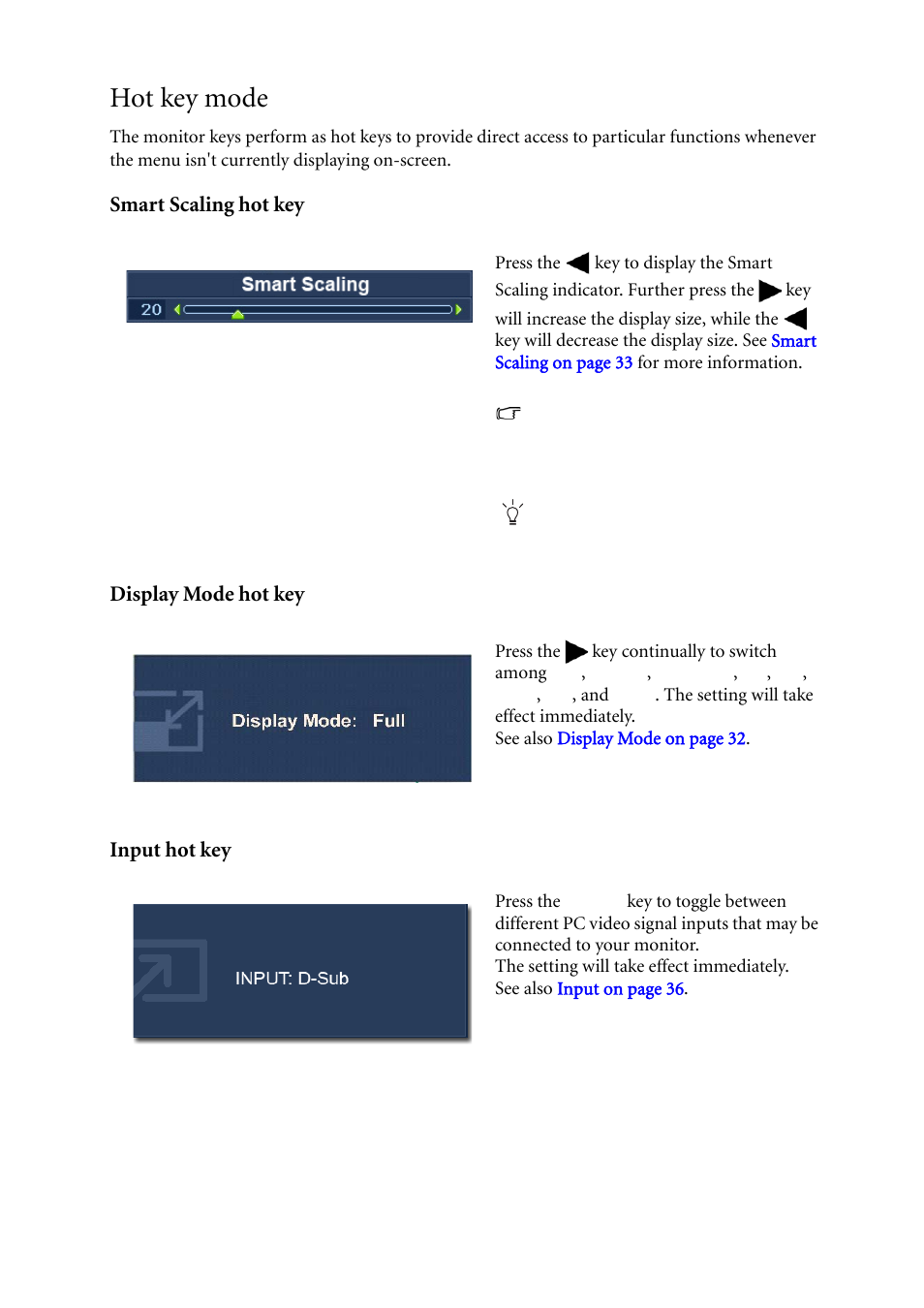 Hot key mode | BenQ LCD Monitor XL2410T User Manual | Page 24 / 40