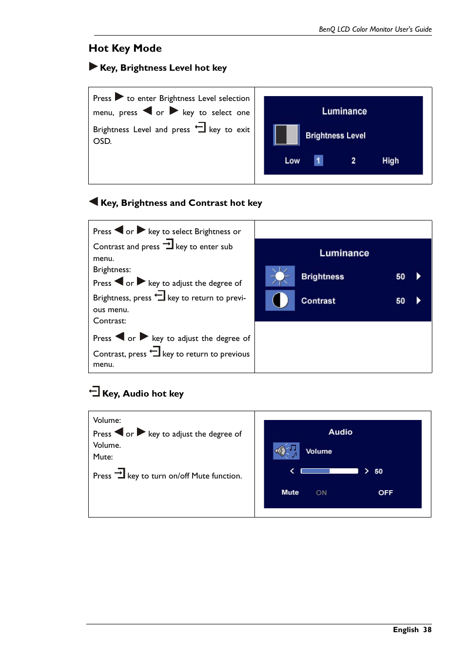 Hot key mode | BenQ FP791 User Manual | Page 39 / 53