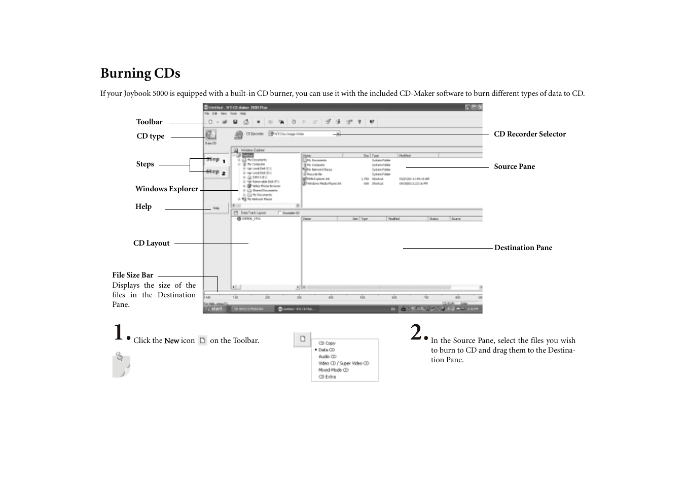 Burning cds | BenQ Joybook 5000 User Manual | Page 23 / 40