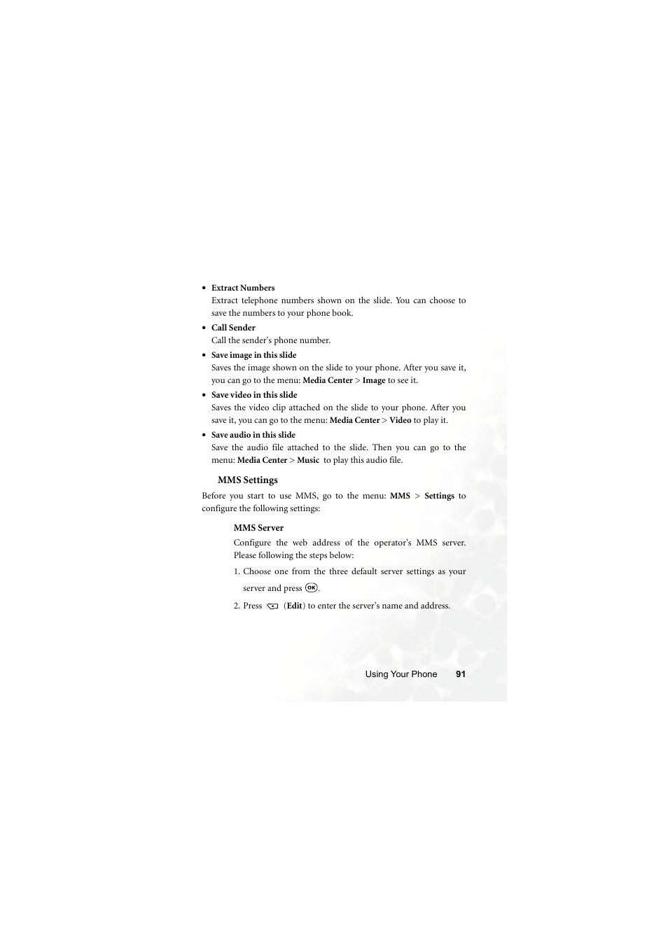 Mms settings | BenQ S700 User Manual | Page 107 / 202