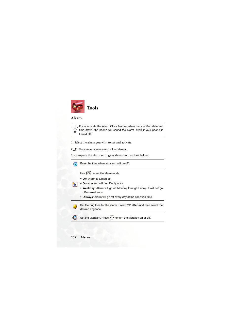 Tools, Alarm | BenQ S700 User Manual | Page 148 / 202