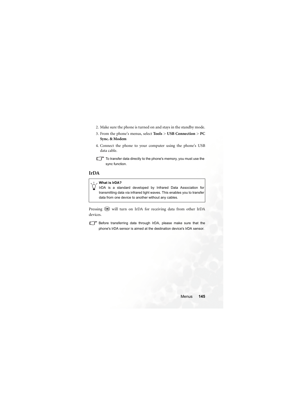 Irda | BenQ S700 User Manual | Page 161 / 202