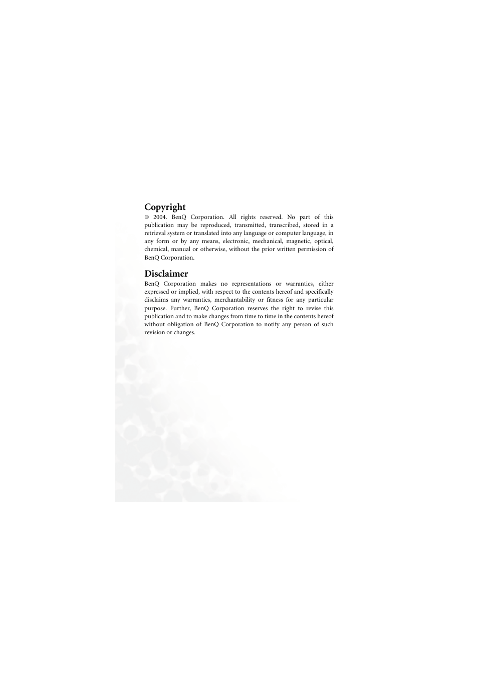 Copyright, Disclaimer | BenQ S700 User Manual | Page 2 / 202
