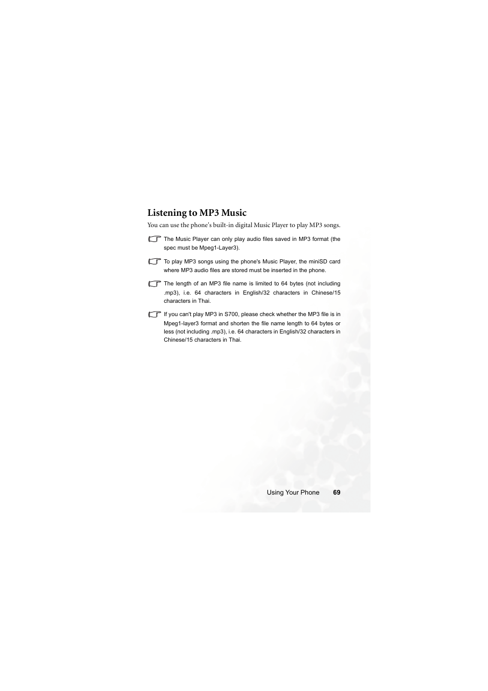 Listening to mp3 music | BenQ S700 User Manual | Page 85 / 202