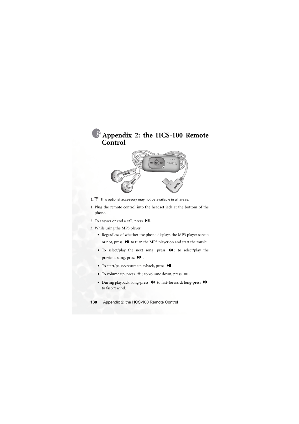 Appendix 2: the hcs-100 remote control | BenQ Z2 User Manual | Page 146 / 148