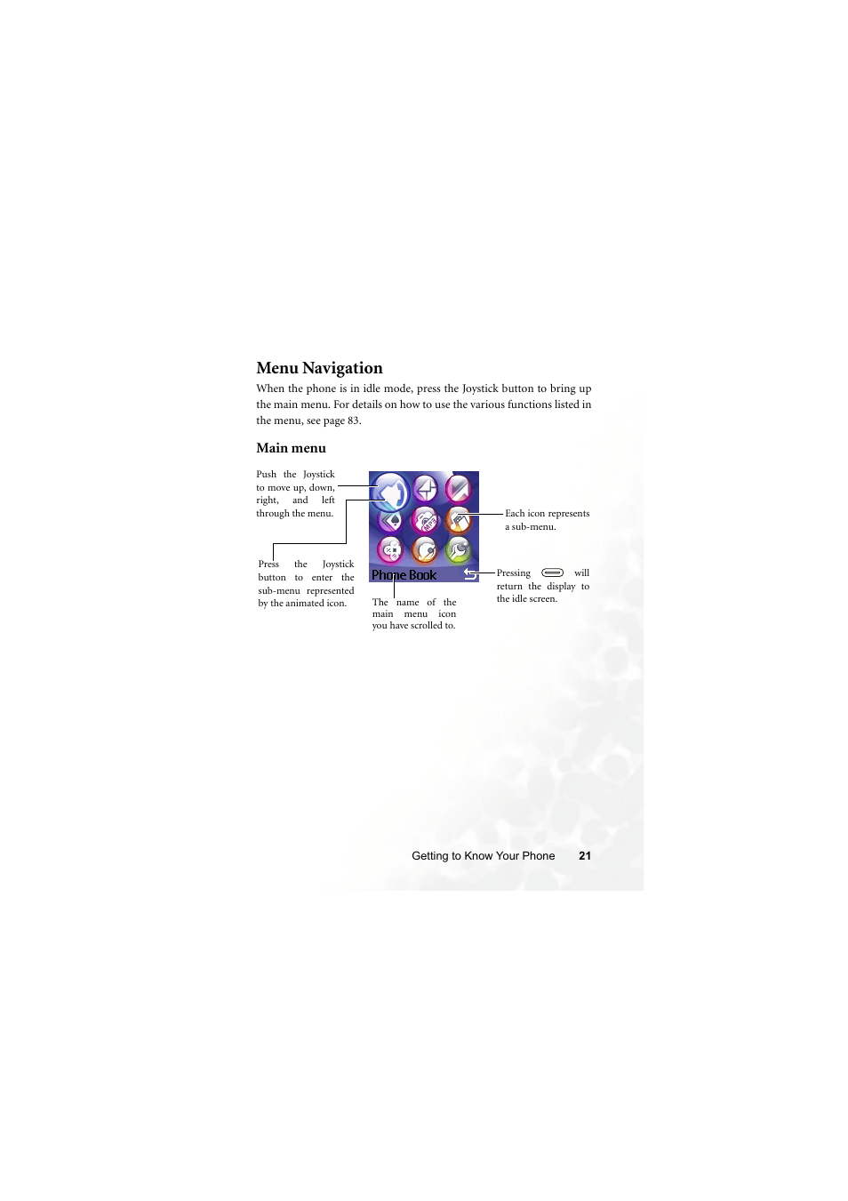 Menu navigation, Main menu | BenQ Z2 User Manual | Page 37 / 148