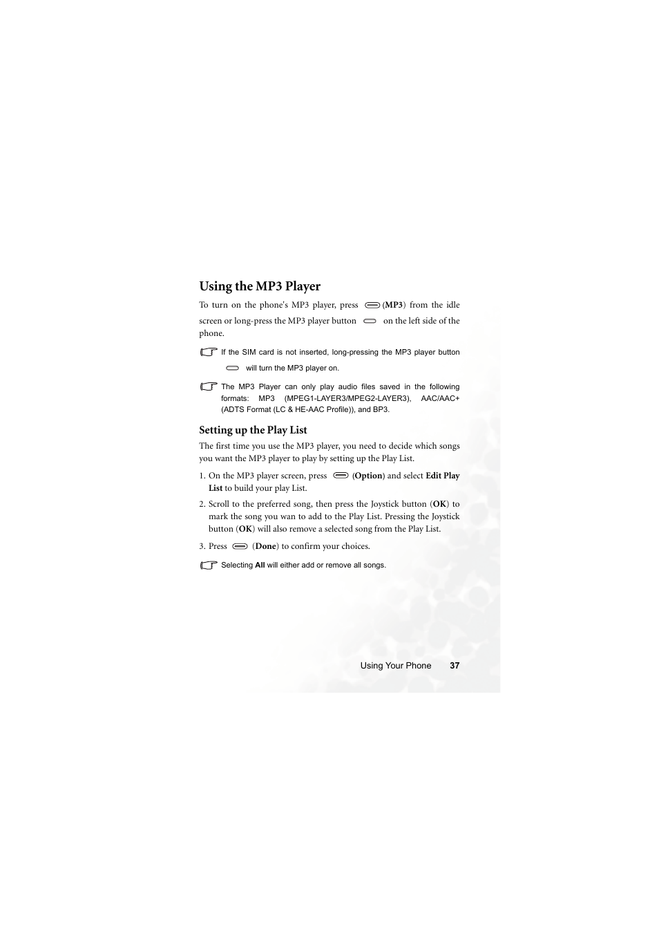 Using the mp3 player, Setting up the play list | BenQ Z2 User Manual | Page 53 / 148