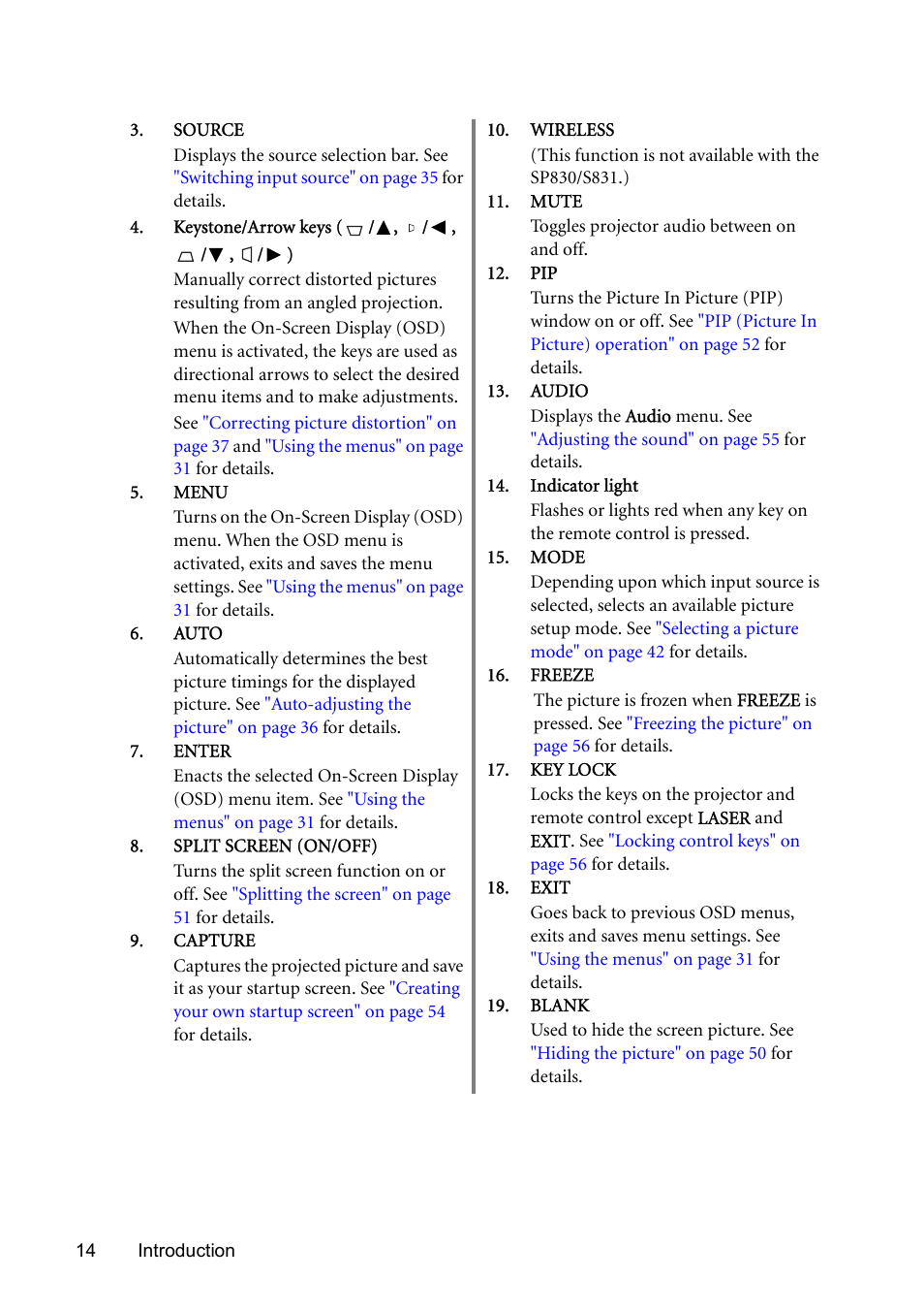 BenQ SP831 User Manual | Page 14 / 80