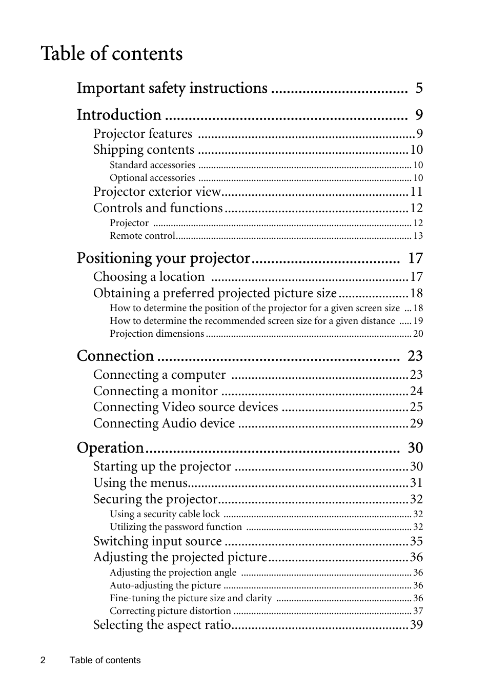 BenQ SP831 User Manual | Page 2 / 80