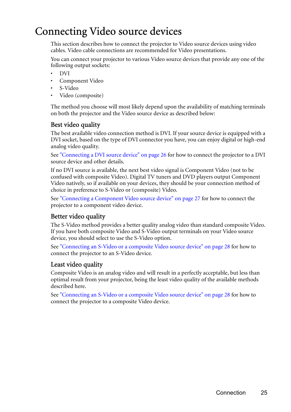 Connecting video source devices | BenQ SP831 User Manual | Page 25 / 80