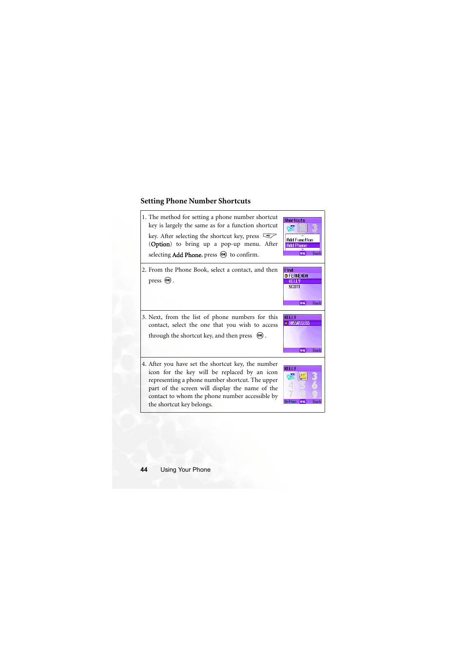 Setting phone number shortcuts | BenQ M300 User Manual | Page 58 / 138