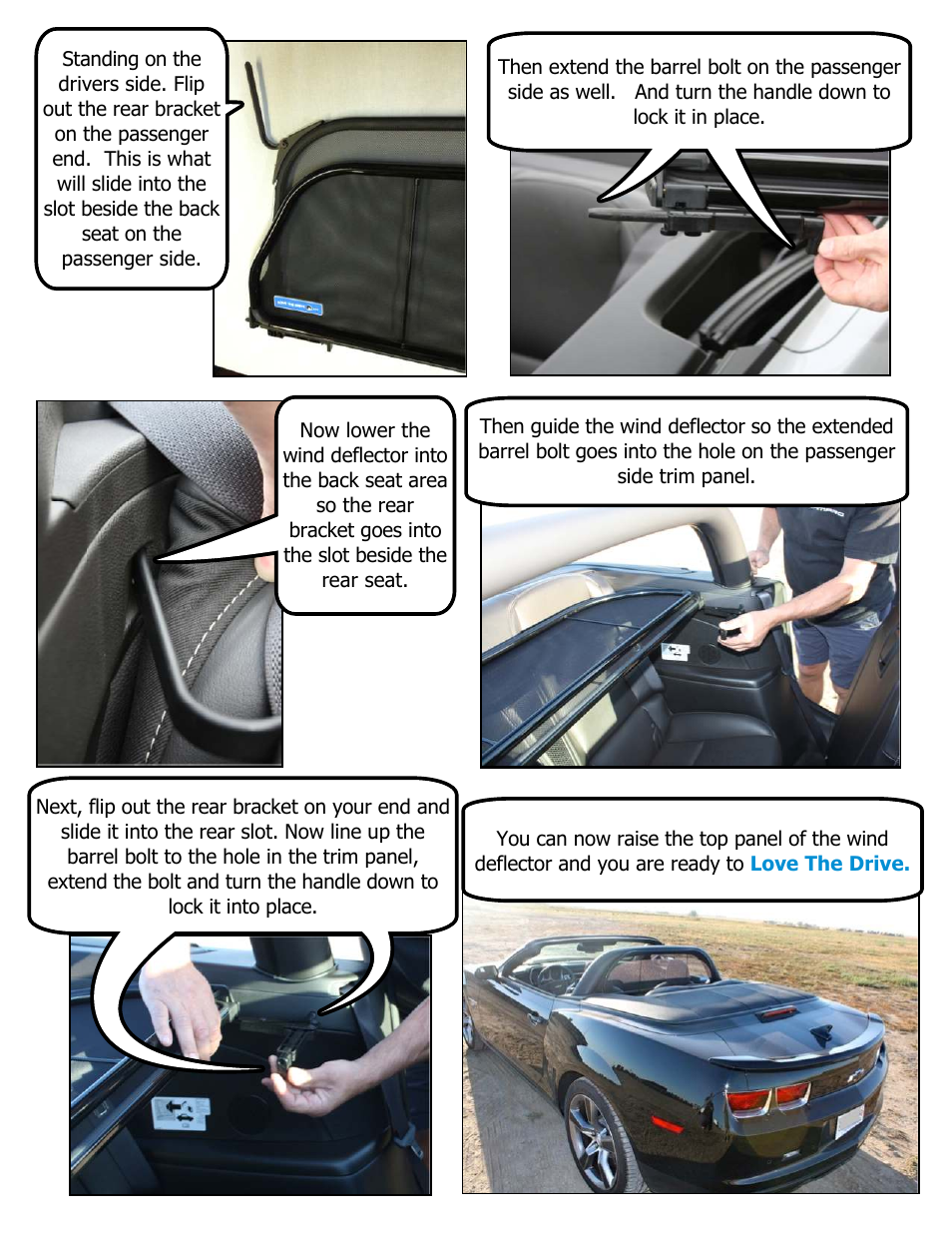 Love The Drive Camaro compatible with / CDC Sportbar Wind Deflector 2011-15 User Manual | Page 2 / 2