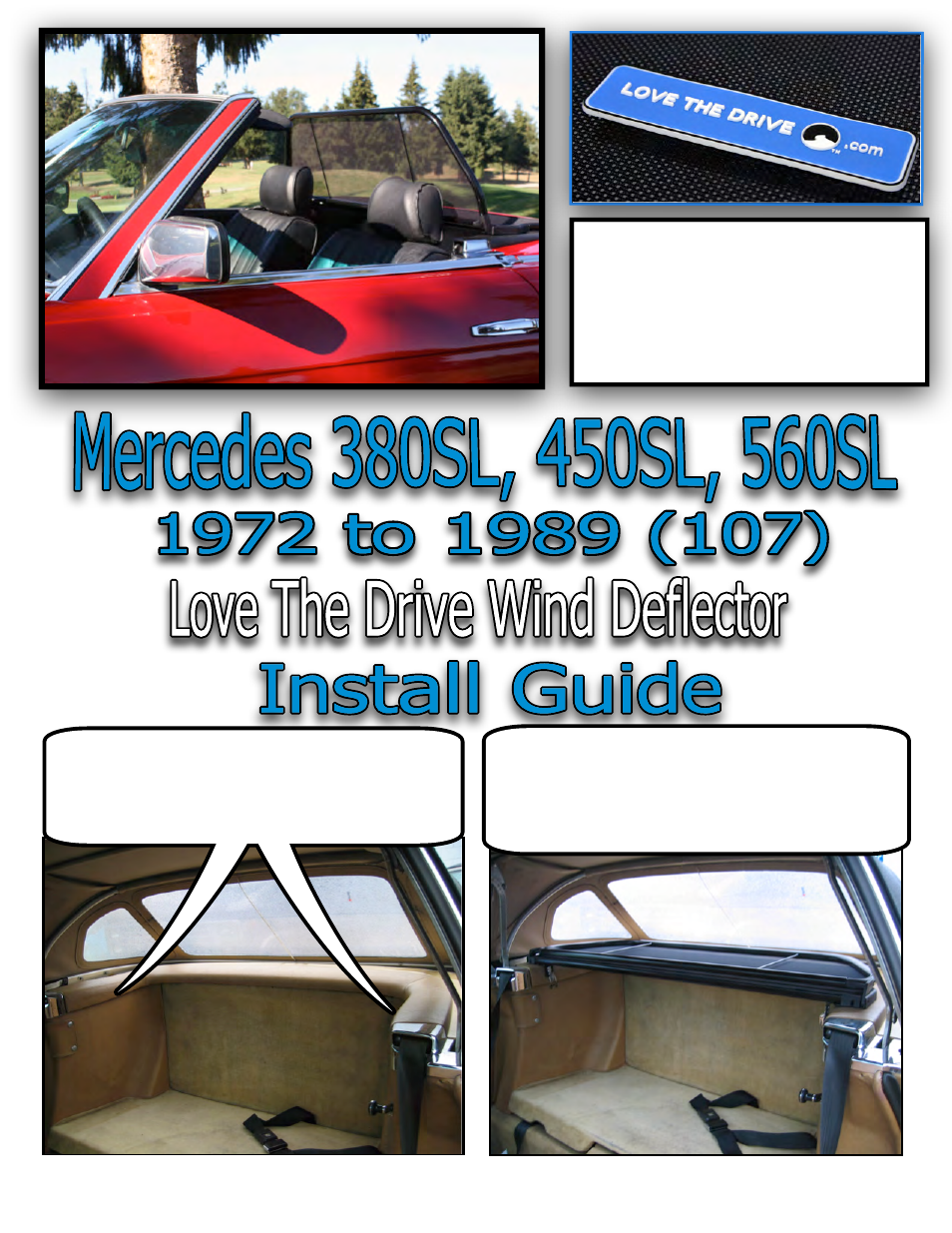 Love The Drive Mercedes 380sl, 450sl, 560sl Wind Deflector 1972 to 1989 (R107) User Manual | 2 pages