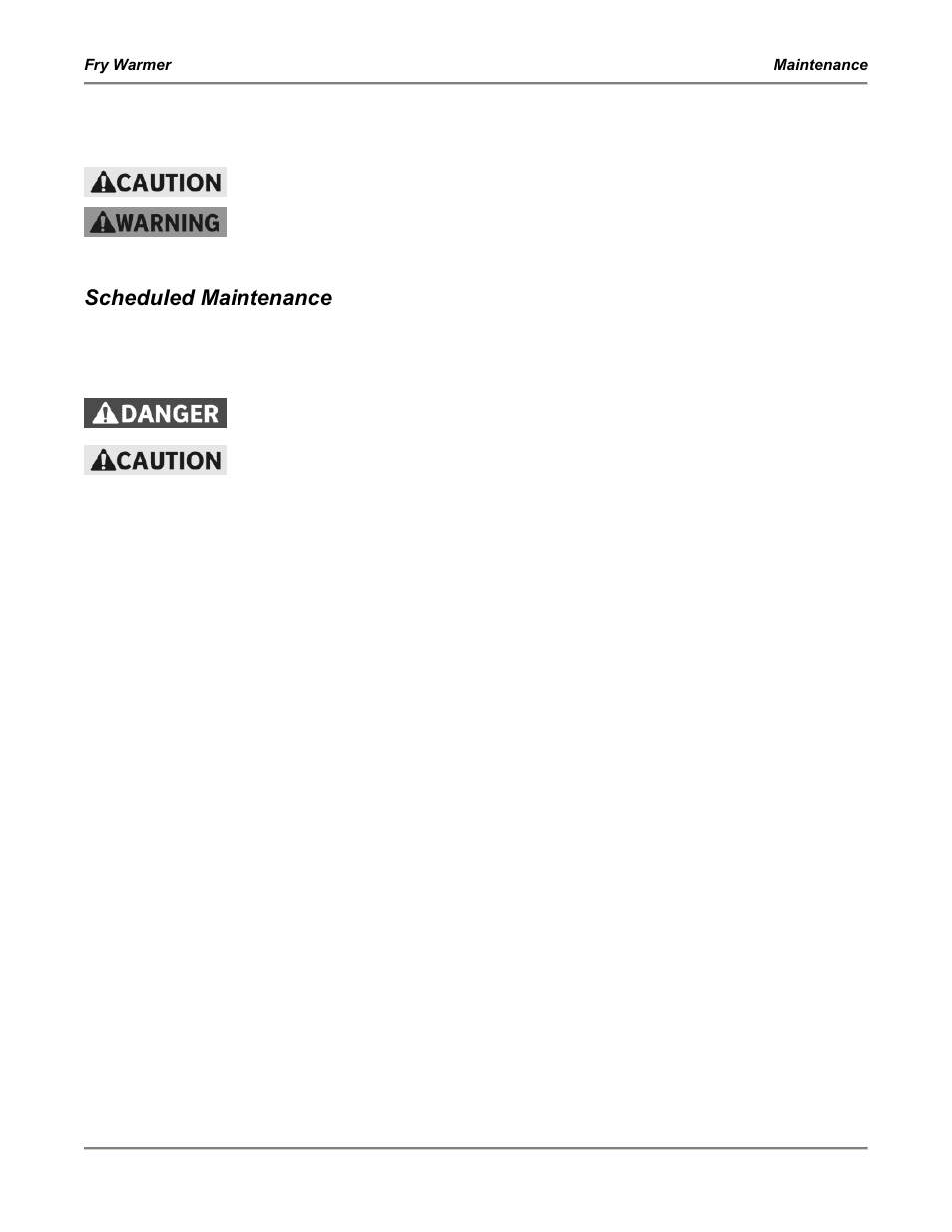 Maintenance, Scheduled maintenance, Cleaning | Bakers Pride Fry Warmer FW-12T User Manual | Page 12 / 36