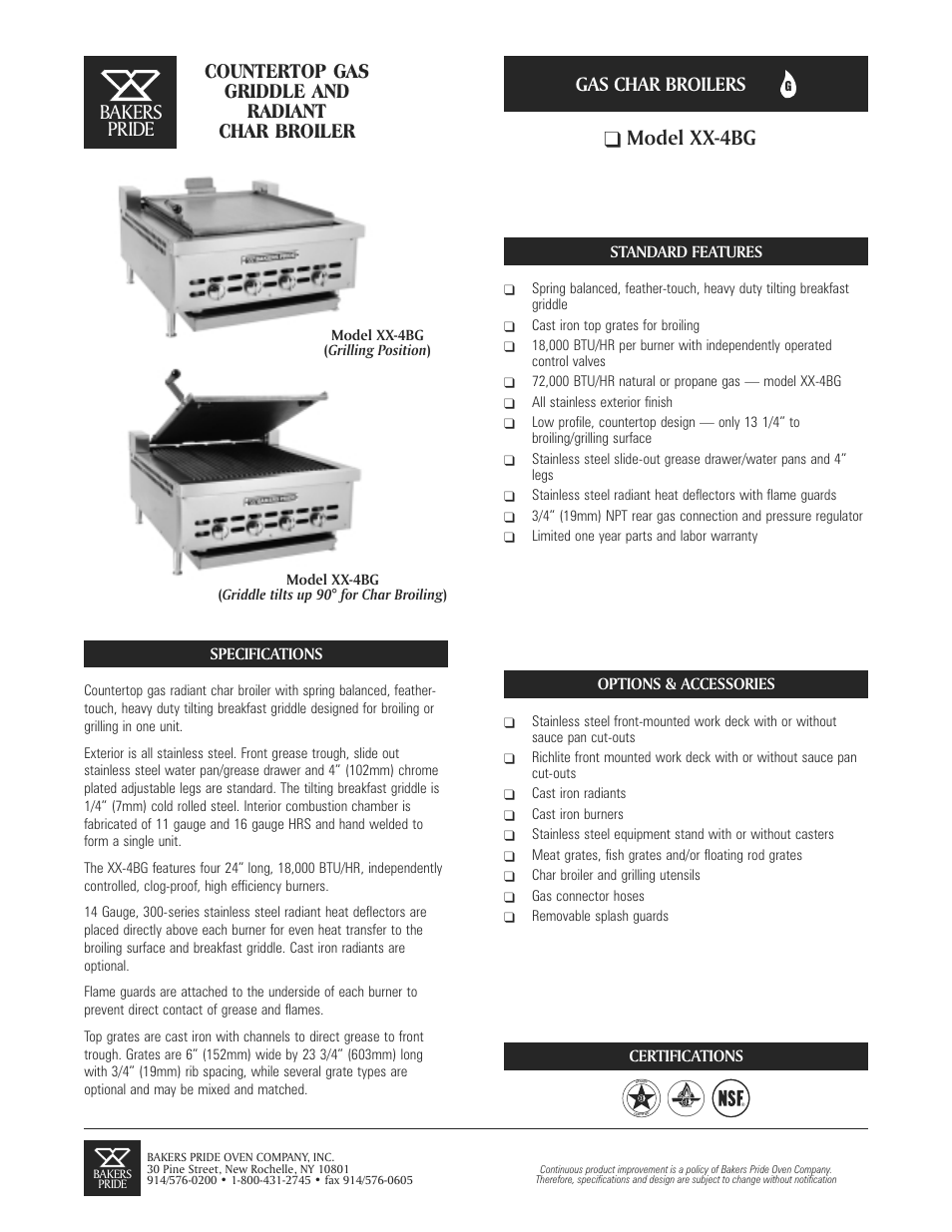 Bakers Pride XX-4BG User Manual | 2 pages