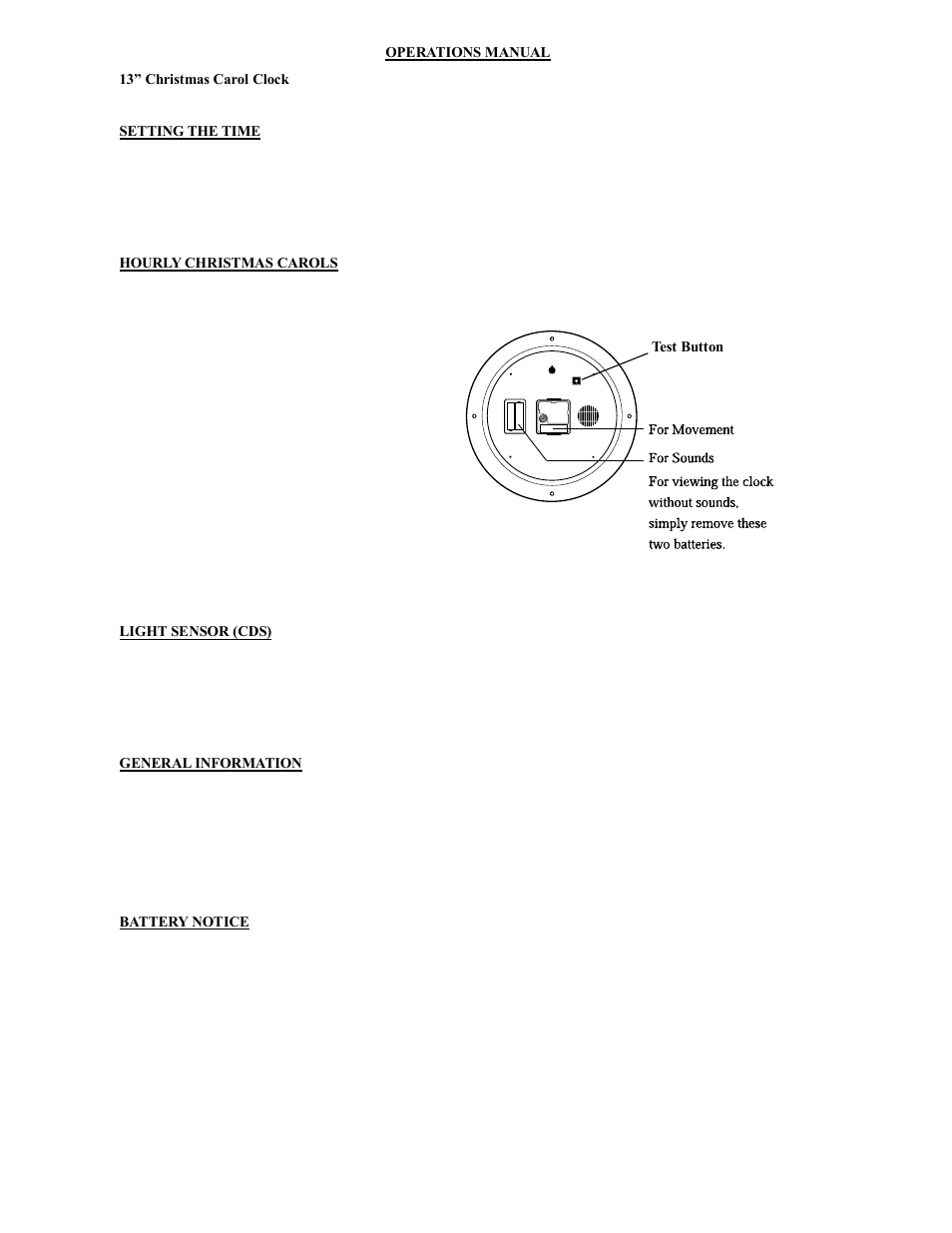 Mark Feldstein & Associates Thomas Kinkade 13IN Holiday Sound Clocks User Manual | 2 pages