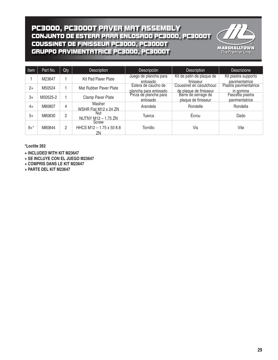 Marshalltown PC3000T Parts Manual User Manual | Page 29 / 36