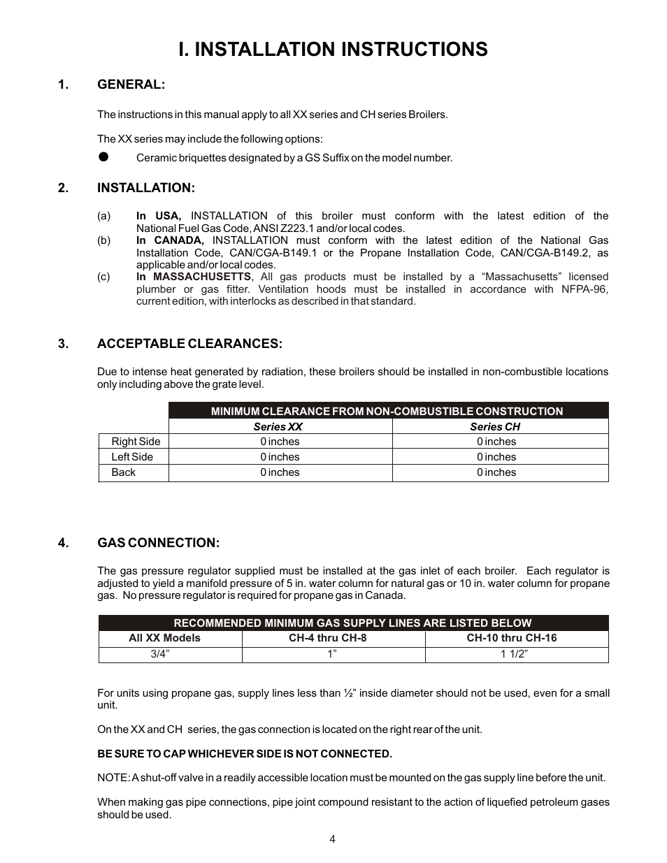 I. installation instructions | Bakers Pride DANTE XX User Manual | Page 4 / 16