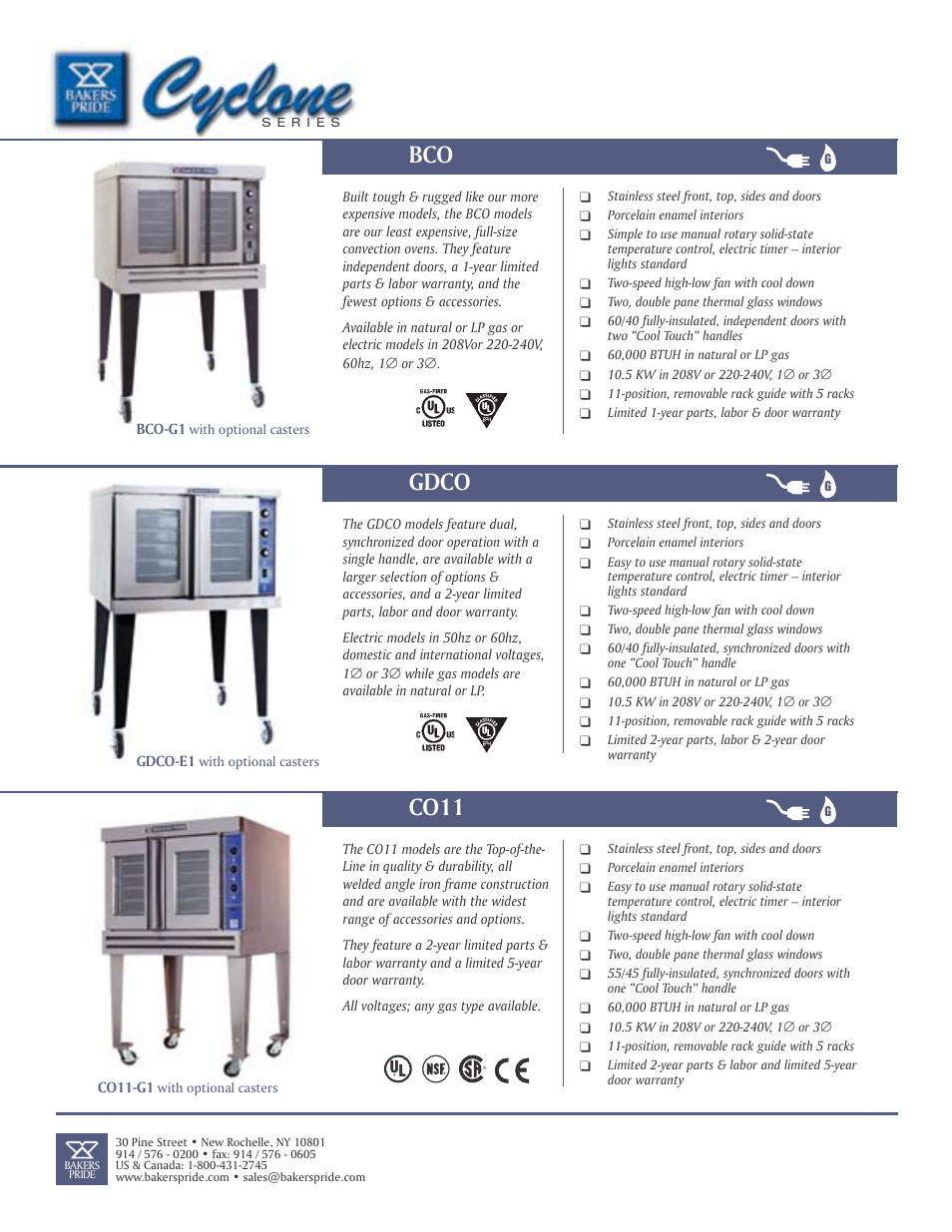 Bco gdco, Co11 | Bakers Pride CO11 User Manual | Page 2 / 8