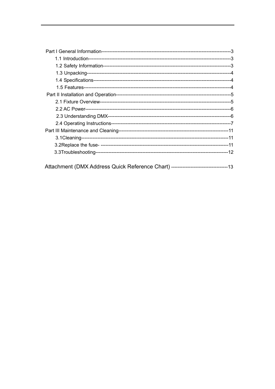 Table of content | MBT Lighting LEDPAR64PRO (SRL-6057SB) User Manual | Page 2 / 13