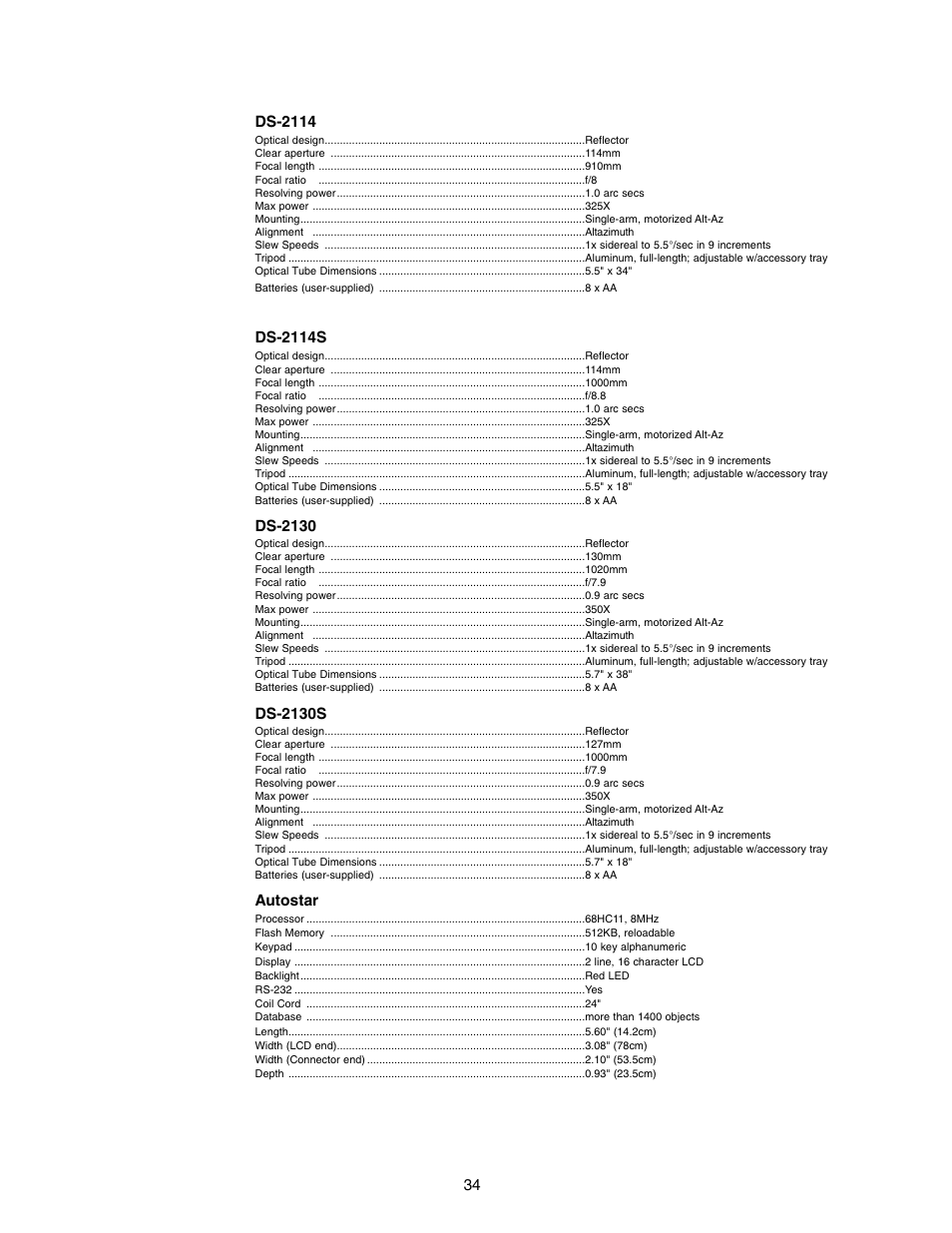 Meade Instruments DS-2000 (2060,2070,2076,2114,2130) User Manual | Page 34 / 44
