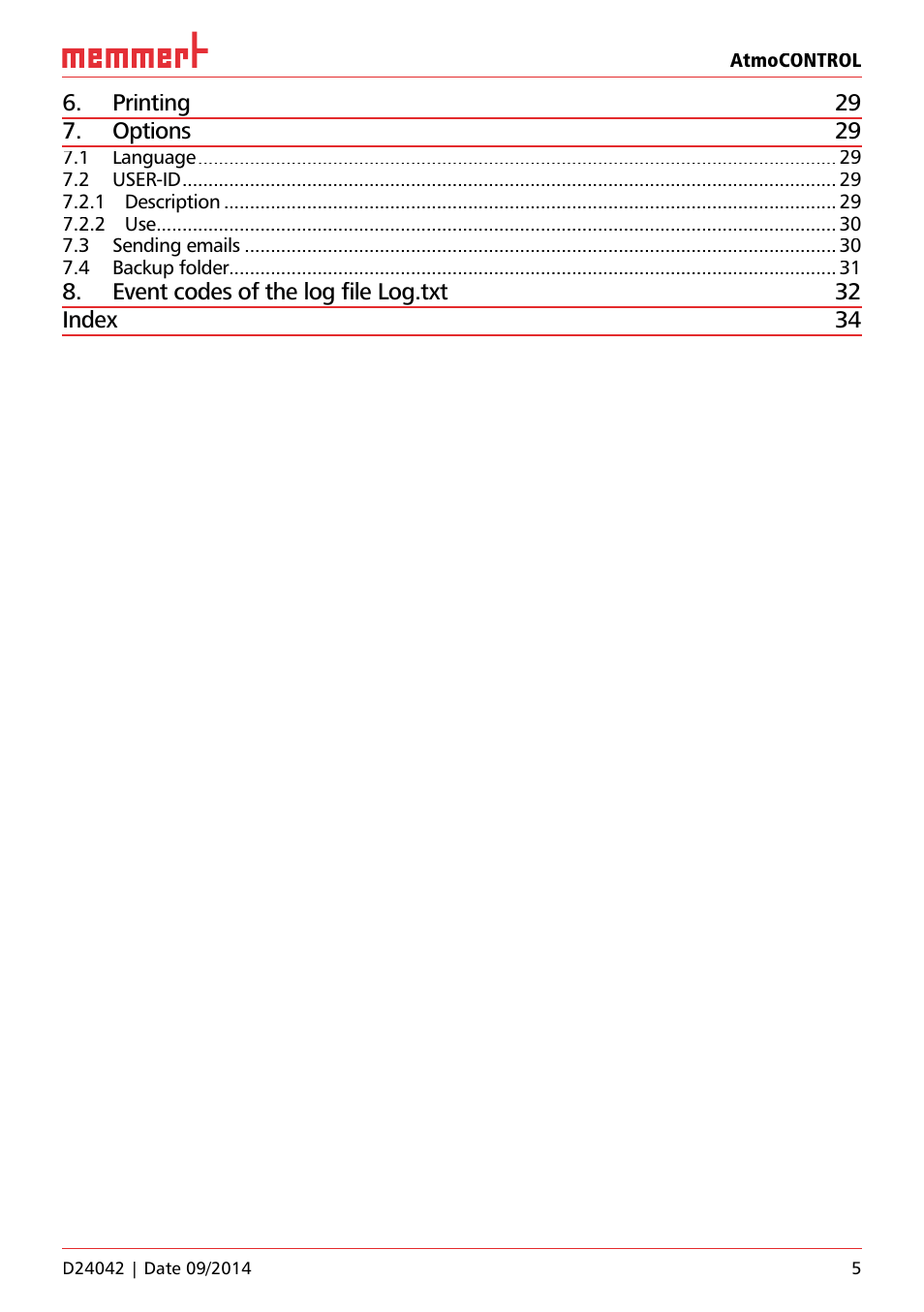 Memmert AtmoCONTROL User Manual | Page 5 / 36