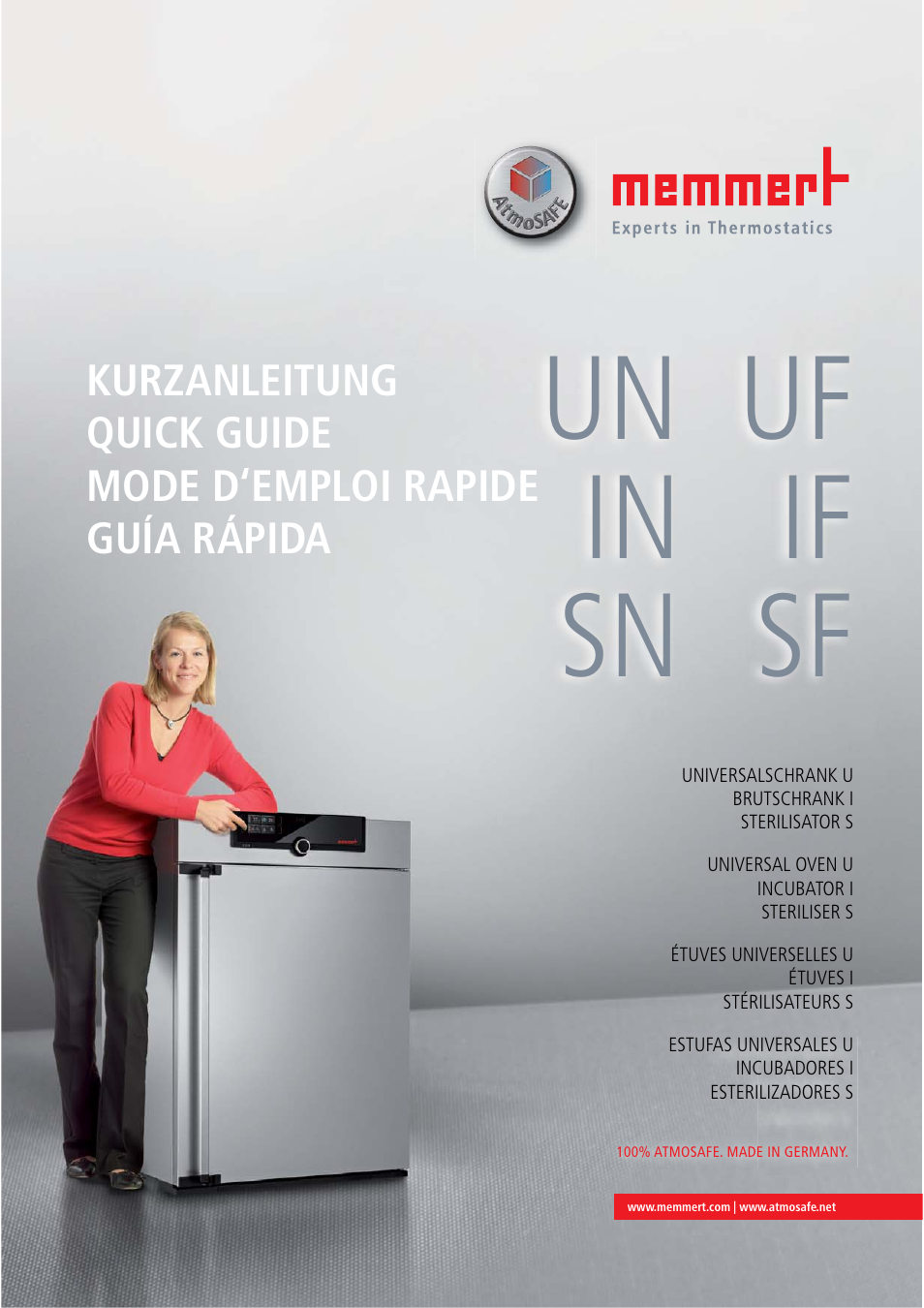 Memmert Universal ovens U, Incubators I, Sterilisers S (Quick Guides) User Manual | 12 pages