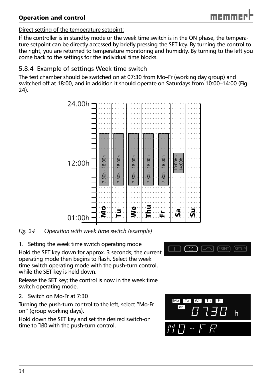 Mo sa fr thu we tu su | Memmert TTC 256 Temperature test chamber (Generation 2003) User Manual | Page 34 / 68