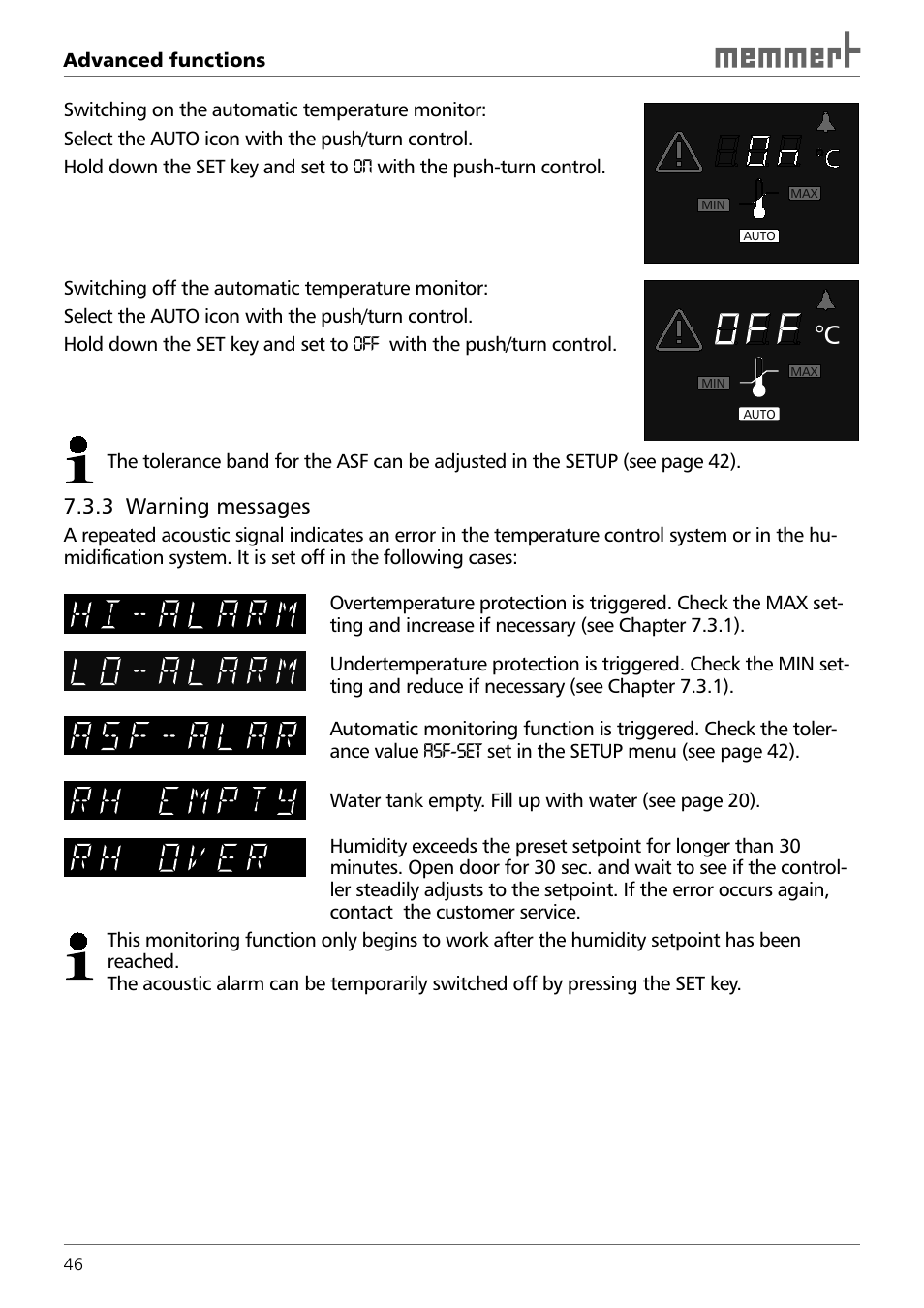 Memmert HPP 108/749 Constant climate chamber (Generation 2003) User Manual | Page 46 / 60