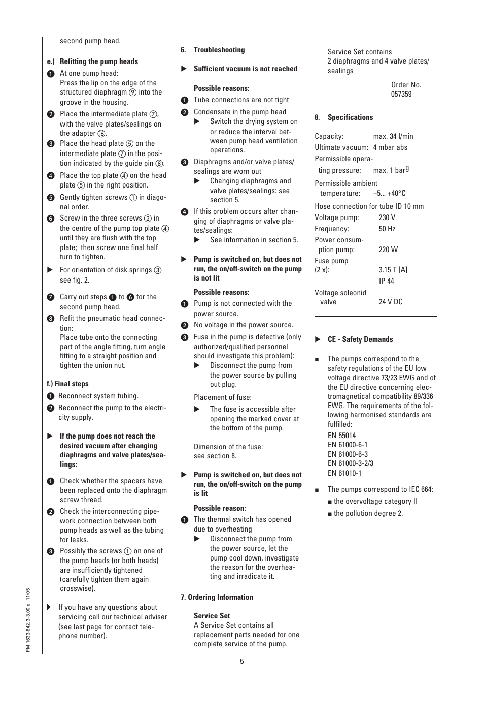 Memmert PM 200 Self Drying Vacuumpump (Generation 2003) User Manual | Page 6 / 9