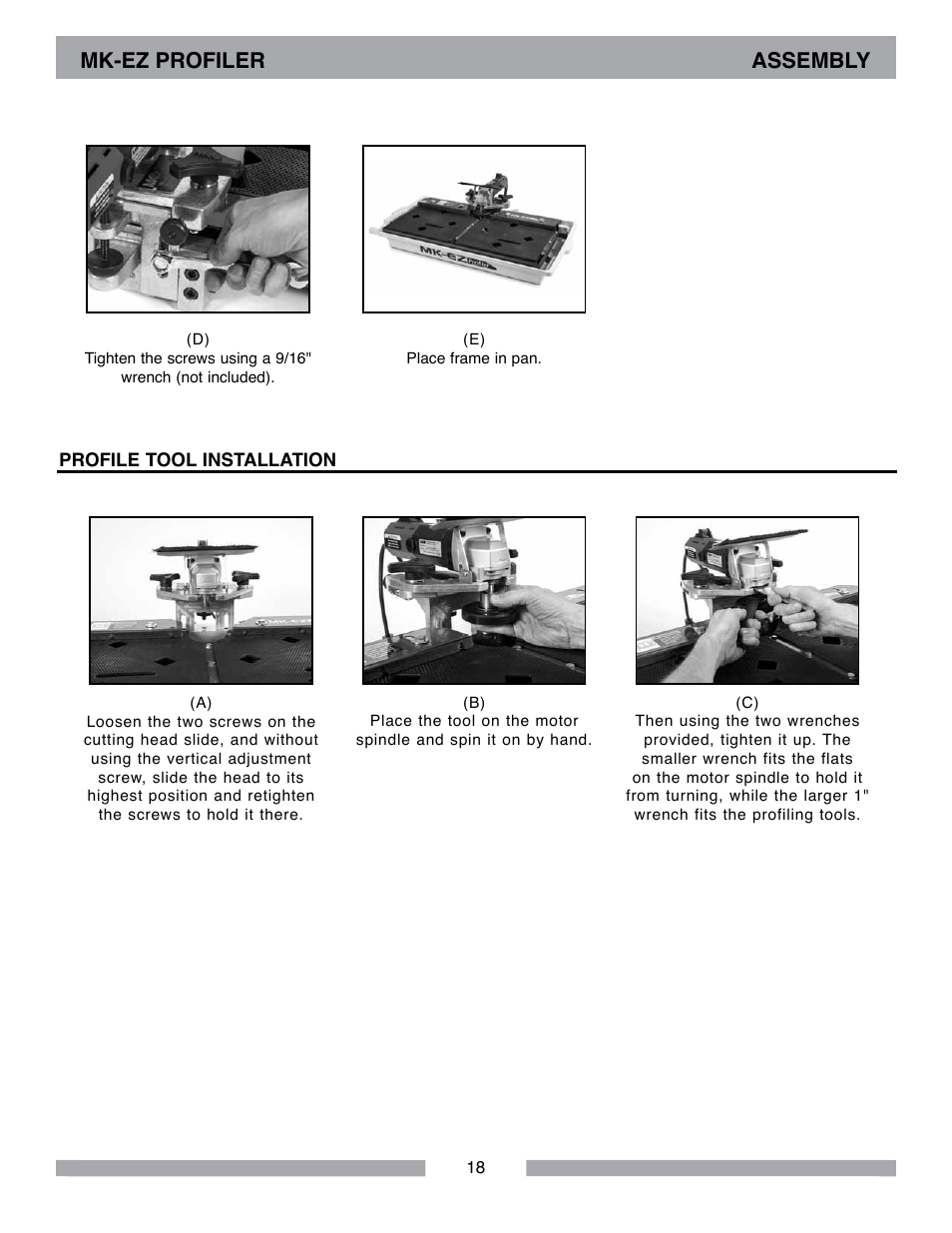 Mk-ez profiler assembly | MK Diamond MK-EZ Profile Milling Machine User Manual | Page 18 / 36