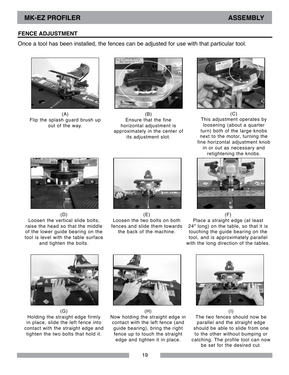 Mk-ez profiler assembly | MK Diamond MK-EZ Profile Milling Machine User Manual | Page 19 / 36