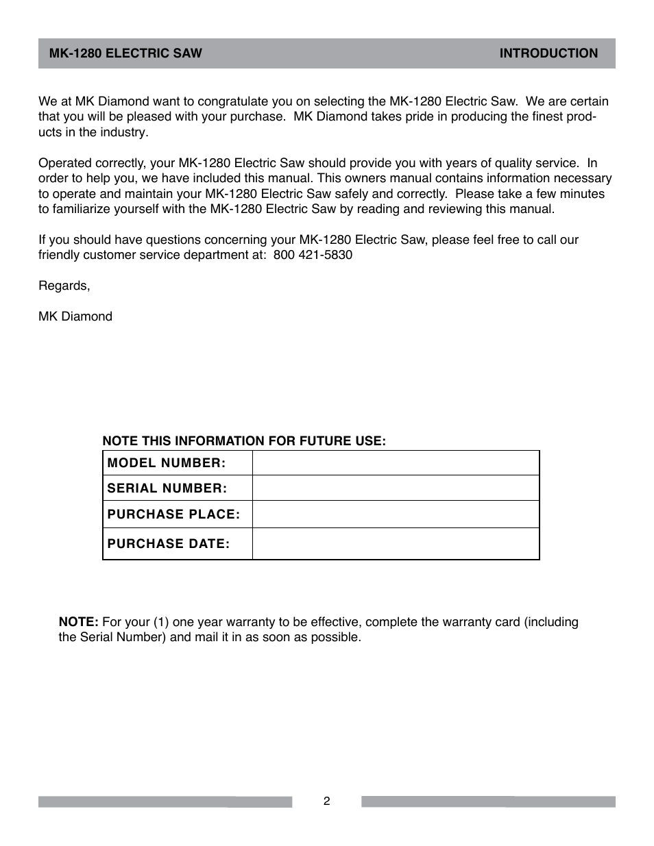 MK Diamond MK-1280 Electric User Manual | Page 2 / 40