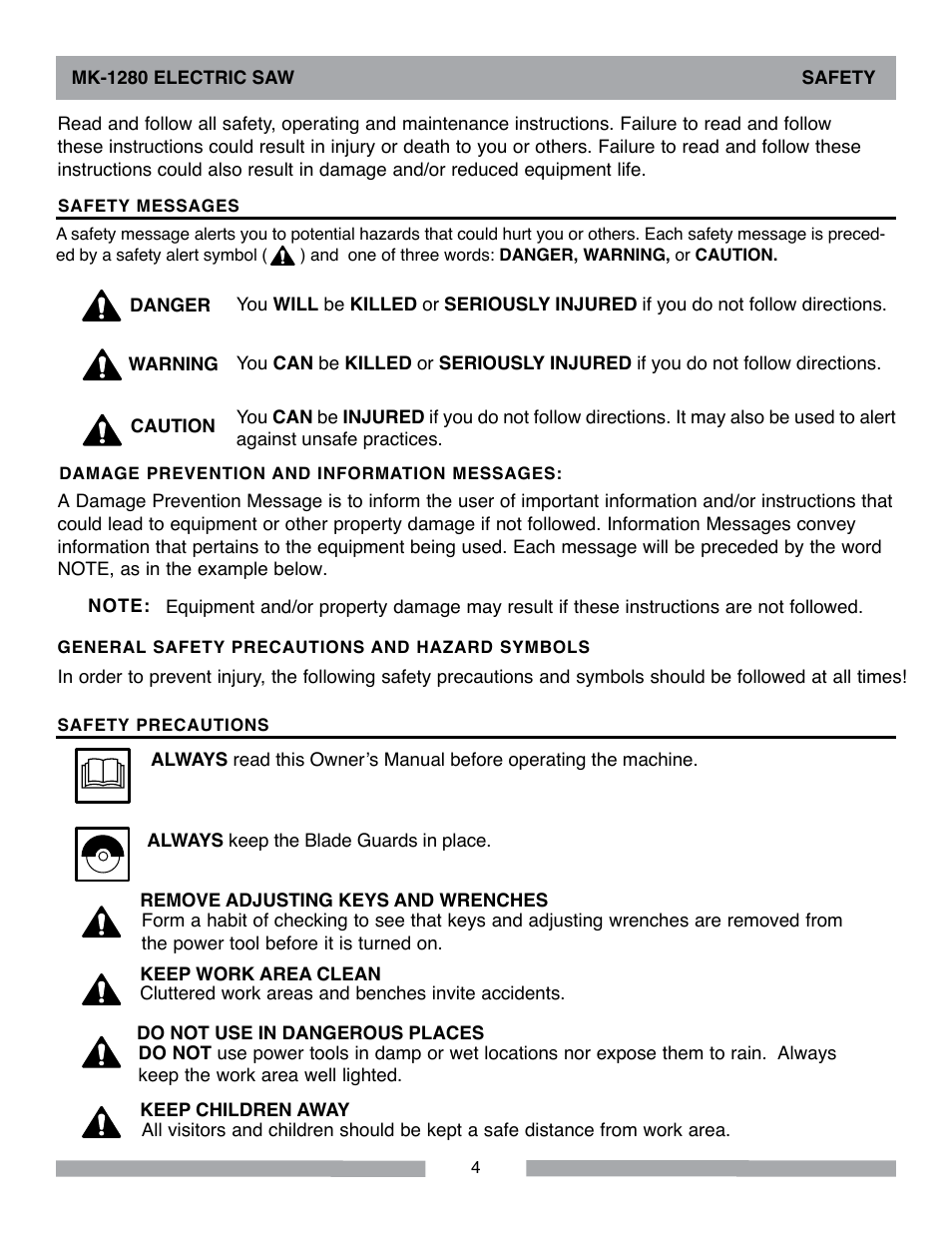 MK Diamond MK-1280 Electric User Manual | Page 4 / 40