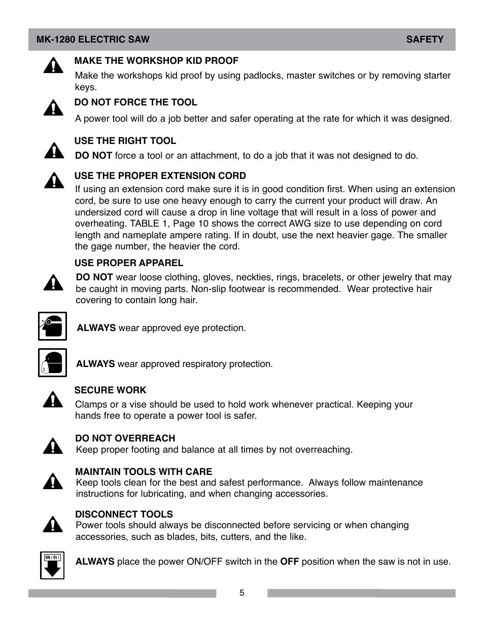 MK Diamond MK-1280 Electric User Manual | Page 5 / 40