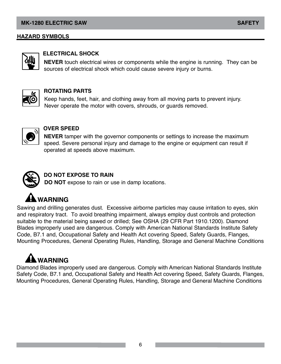 MK Diamond MK-1280 Electric User Manual | Page 6 / 40
