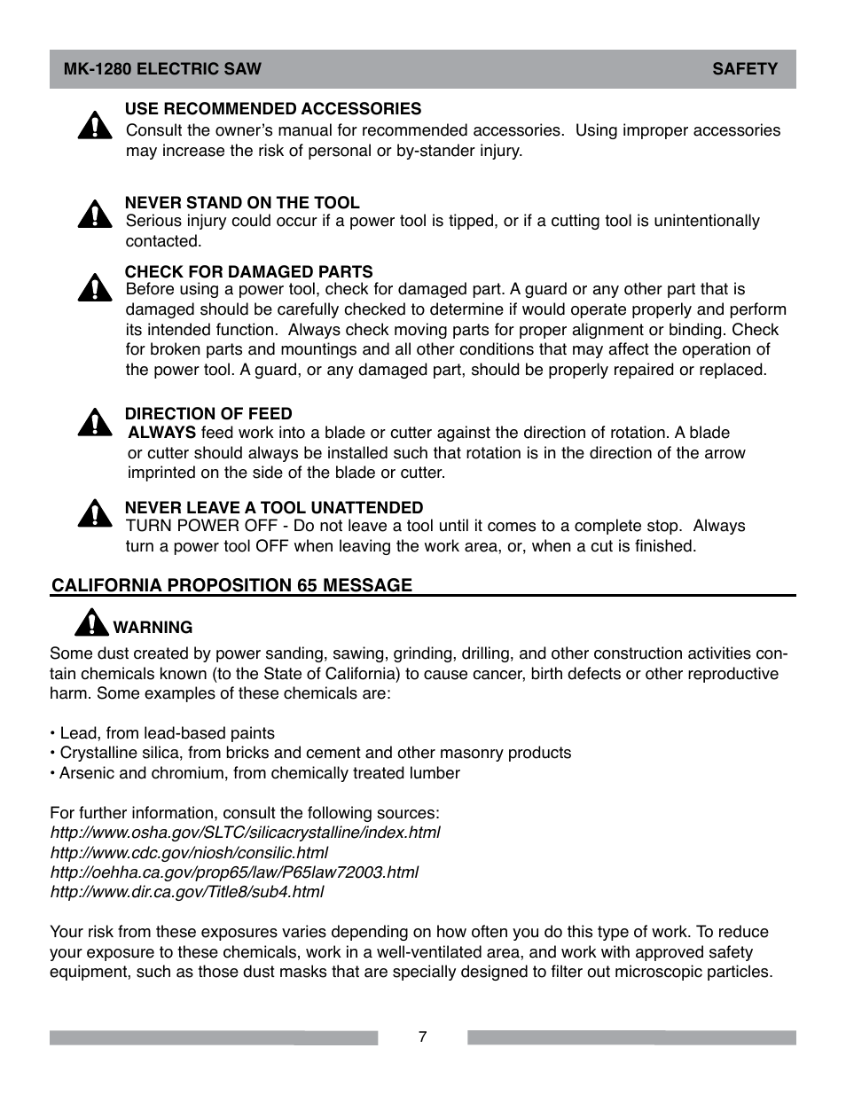 MK Diamond MK-1280 Electric User Manual | Page 7 / 40