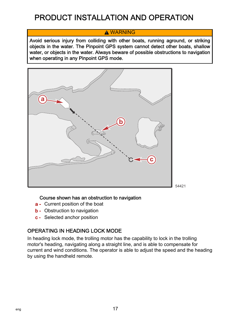 Product installation and operation, Ab c | MotorGuide Pinpoint GPS User Manual | Page 23 / 33