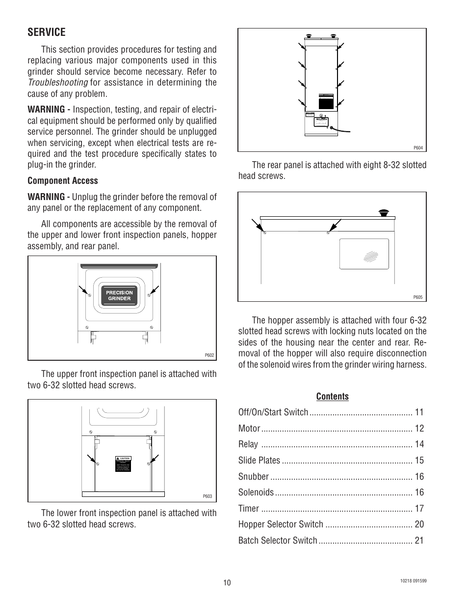 Service, Troubleshooting | Bunn G9-2 HD-S User Manual | Page 10 / 23