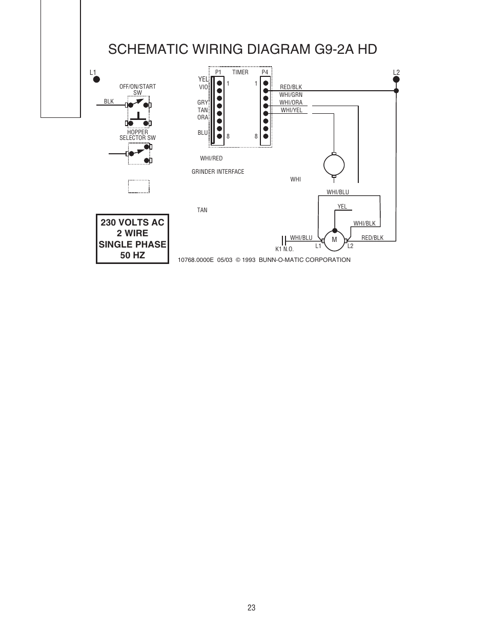 Schematic wiring diagram g9-2a hd | Bunn G9-2 HD-S User Manual | Page 23 / 23